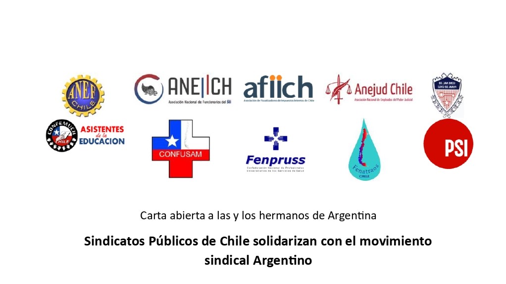Sindicatos Públicos de Chile solidarizan con el movimiento sindical Argentino