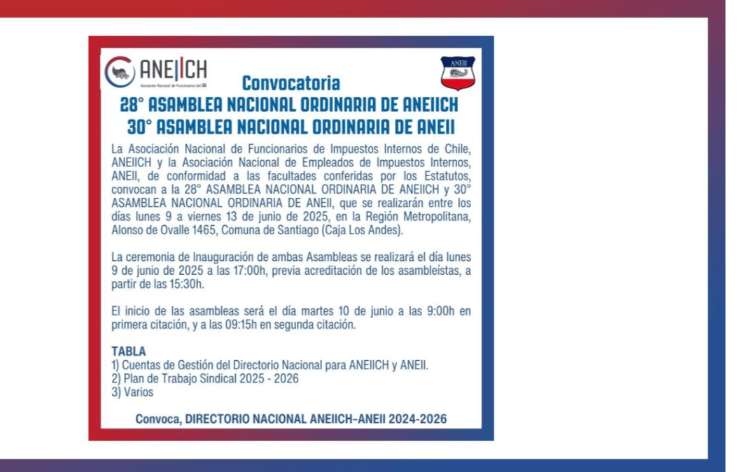 CONVOCATORIA A ASAMBLEAS NACIONALES ANEIICH ANEII